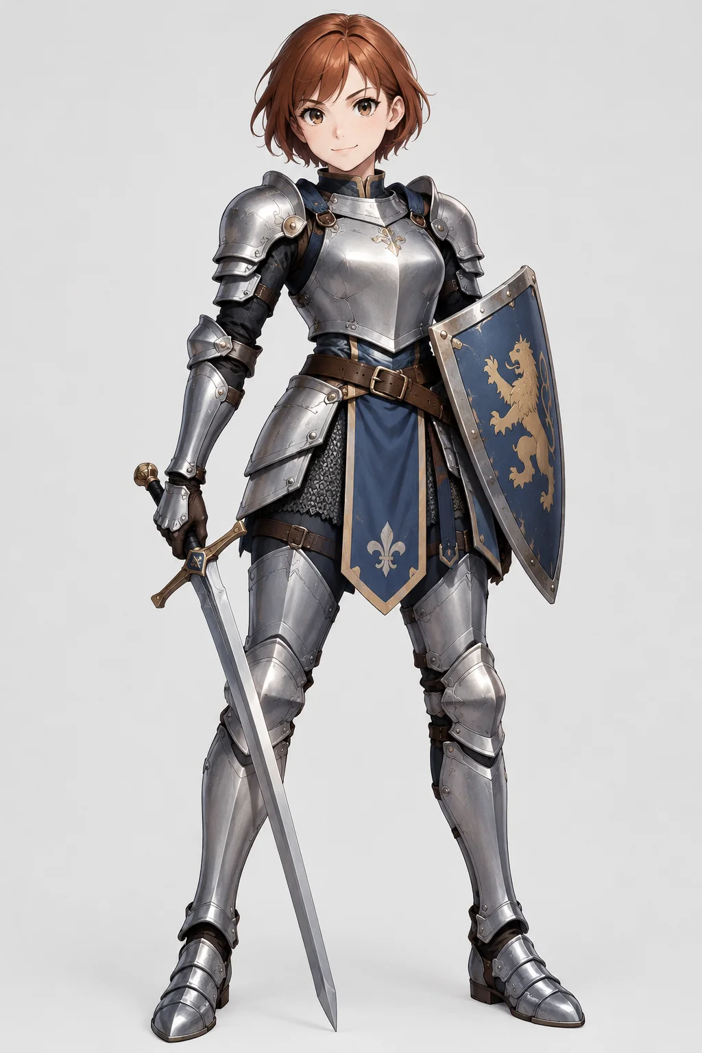 Full-body anime knight girl character design, generated by GPT Image 2.5 Sunburst