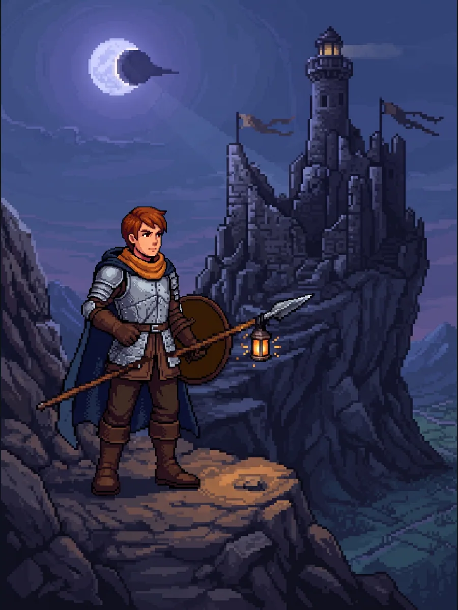 Elian Ward and the Lantern Lighthouse pixel art storybook cover