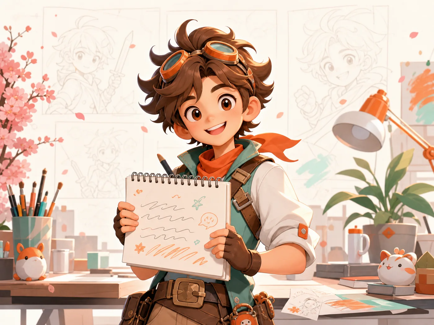 A written idea transformed into an original cartoon character