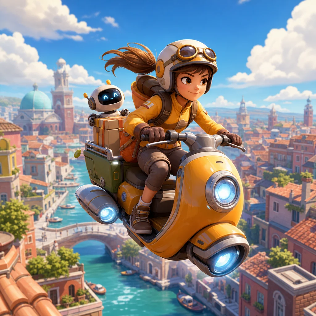 3D toon sky courier example | ai cartoon generator showcase