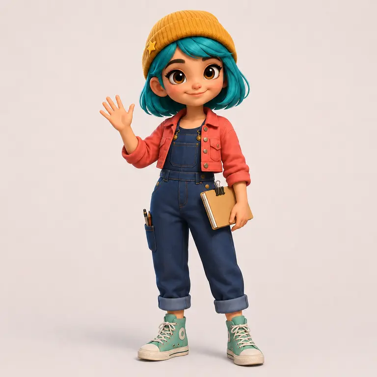 Mina the Pocket Illustrator Waving Pose variation