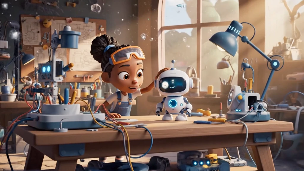 3D toon video sample of an inventor greeting a tiny robot